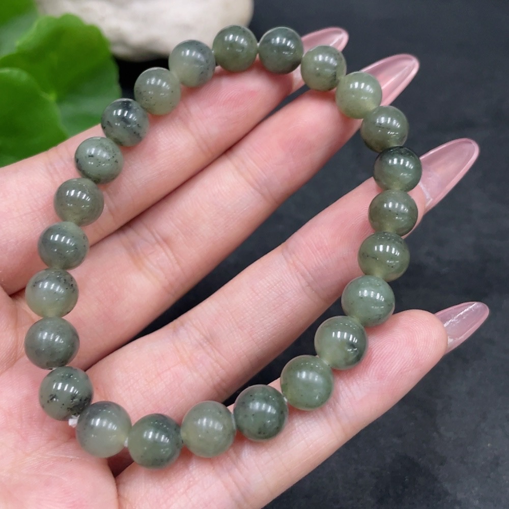 H33898265 Hetian Jade Bracelet Approx.7.7mm Total Weight Approx.18.6g