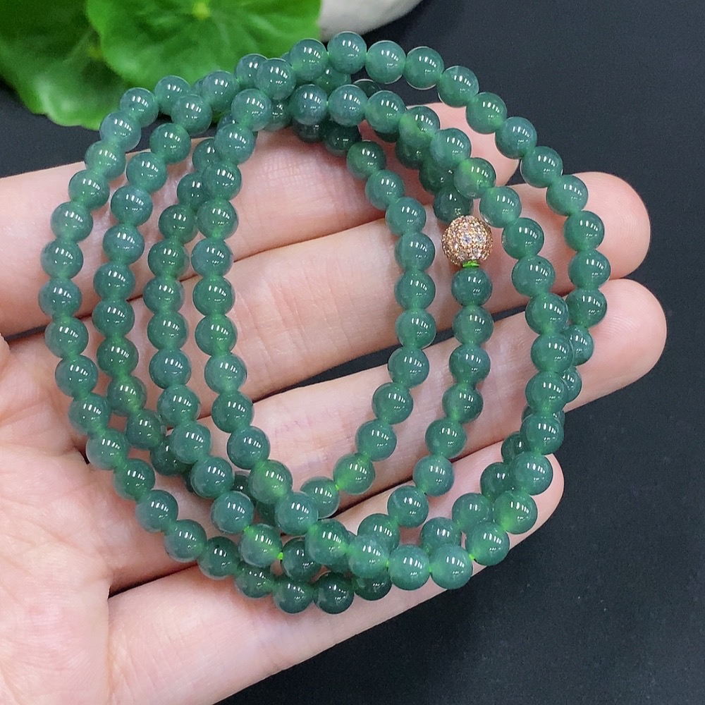 F30543513 Jadeite Bead Necklace, Non-Gold Setting, Approx. 4.7mm, Total Weight Approx. 26.8g