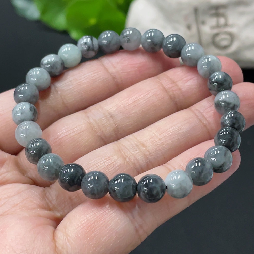 F34979085 Jadeite Bracelet Approx. 7mm Beads Total Weight Approx. 14.8g