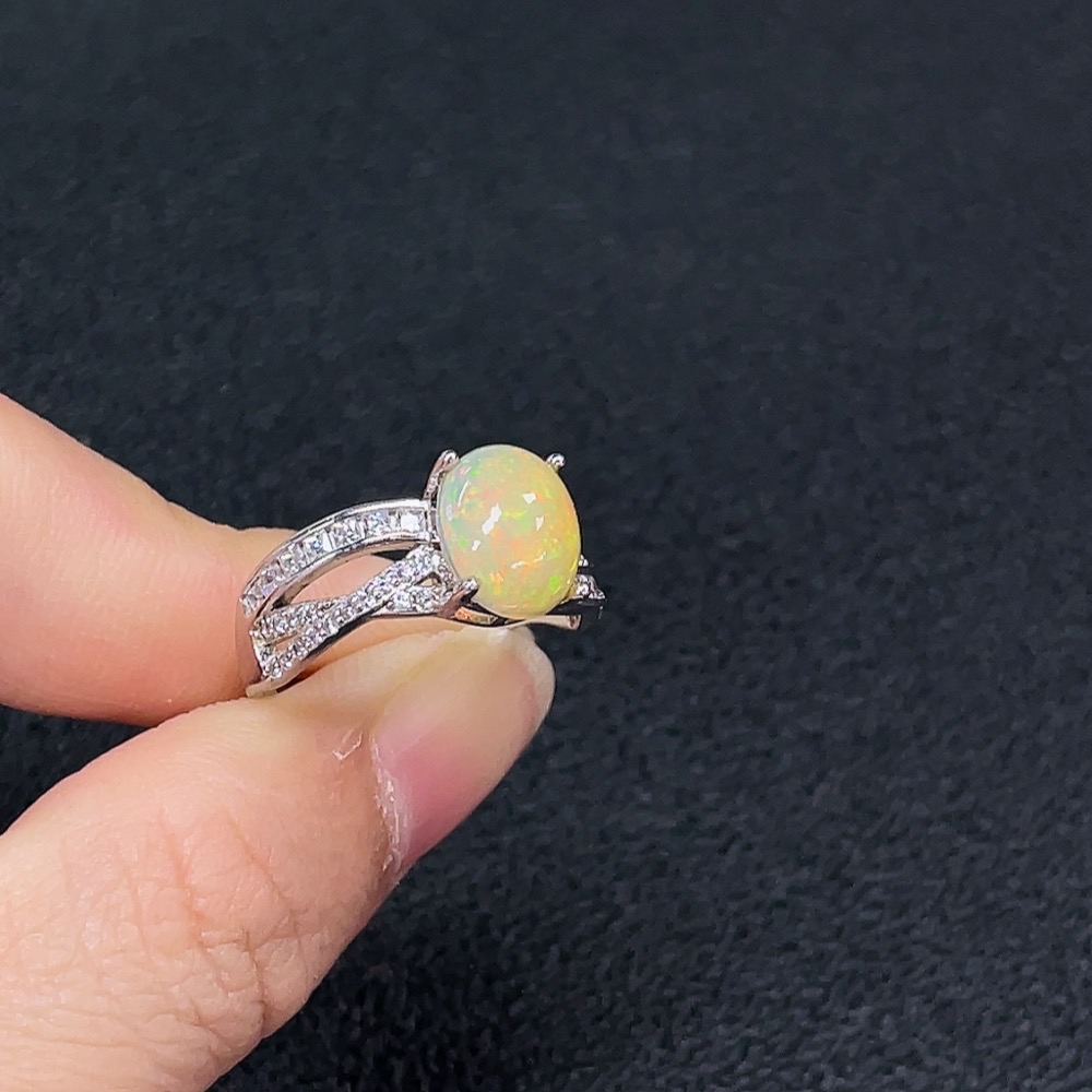 C34991079 Opal Ring, Non-Gold, Adjustable, Total Weight Approx. 3.25g, Stone Size 9.8*7.5mm