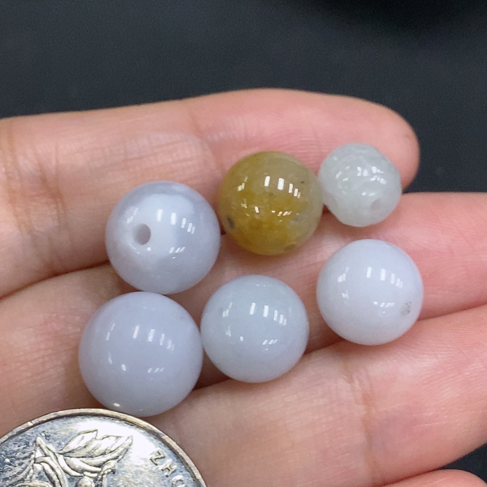 F31596885 Jadeite Beads Sell as a Lot (Color origin undetermined)