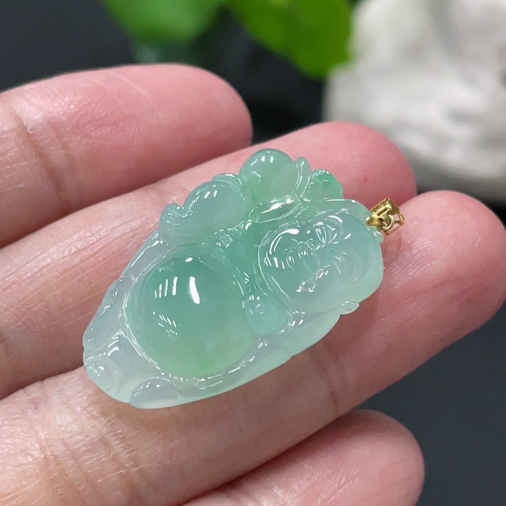 F34978857 Jadeite Pendant Buddha 18k Total Weight Approx. 4.7g
