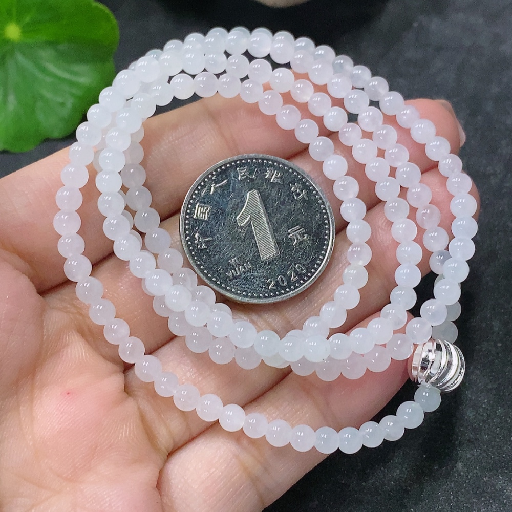 F34030326 Jadeite Beaded Necklace Approx. 3.6mm Total Weight Approx. 14.37g Non-Gold