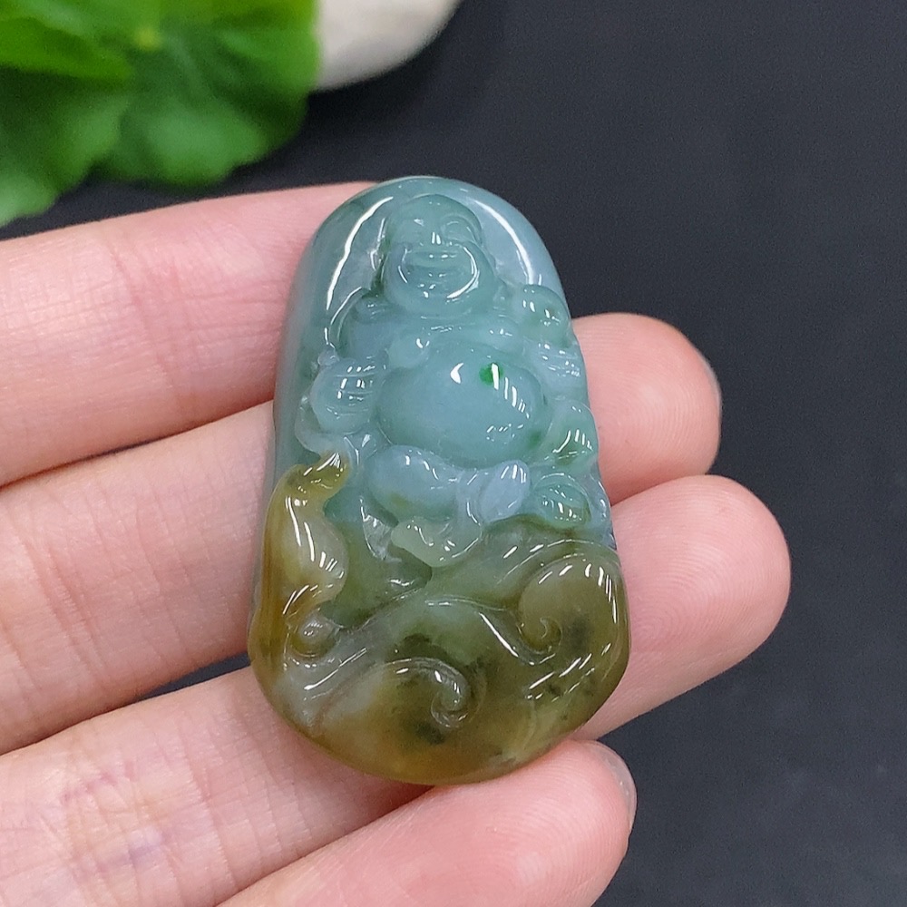 F35123879 Jadeite Buddha Pendant, Total Weight Approx. 15g
