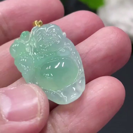 F34978857 Jadeite Pendant Buddha 18k Total Weight Approx. 4.7g