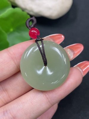 H34027904 Hetian Jade Pendant   Peace Button   Total Weight: Approx. 11.6g