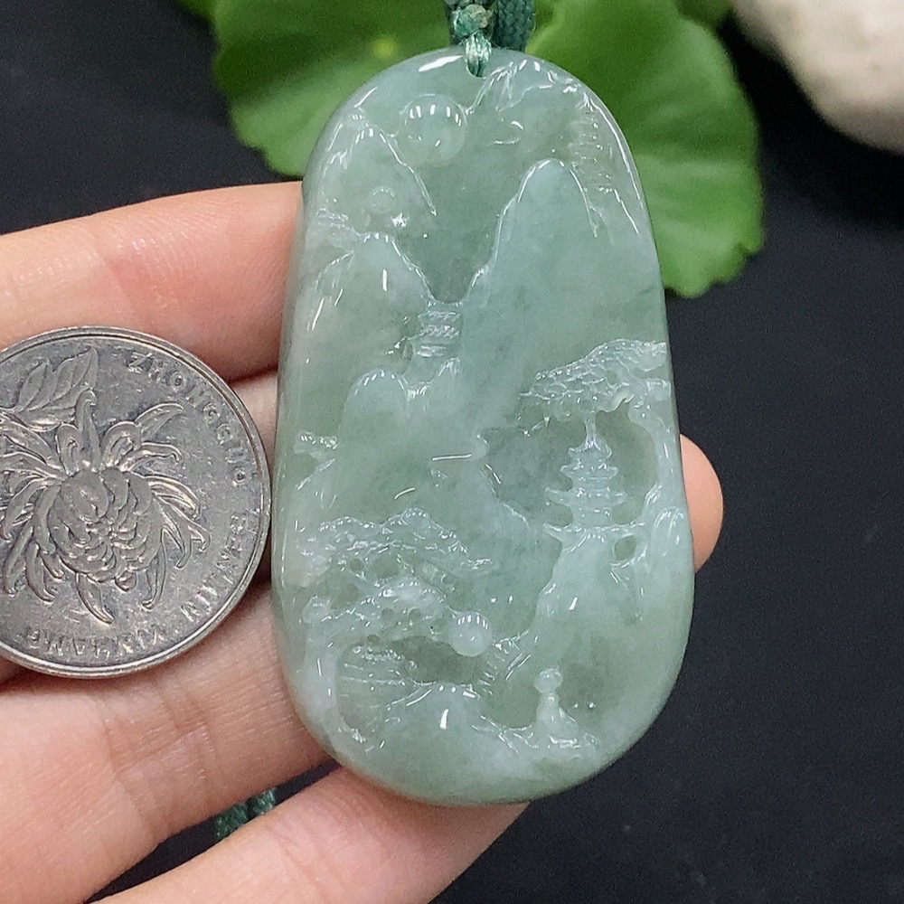 F29426973 Jadeite Landscape Pendant, Total Weight Approx. 32.3g