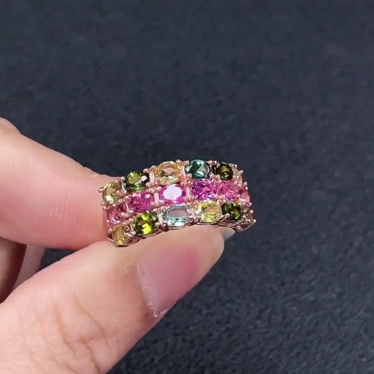 C34990420 Tourmaline Ring Non-Gold Adjustable Shank Total Weight Approx.3.66g Stone Size Approx.3.2*2.3mm