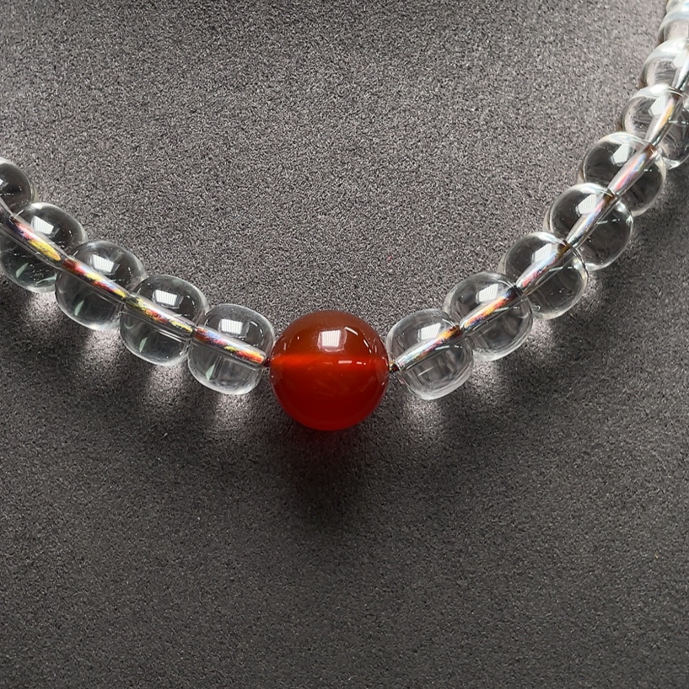 C33937796 Crystal Bead Necklace with Non-Natural Gemstones, Total Weight Approx. 185.5g, Size About 10.4mm