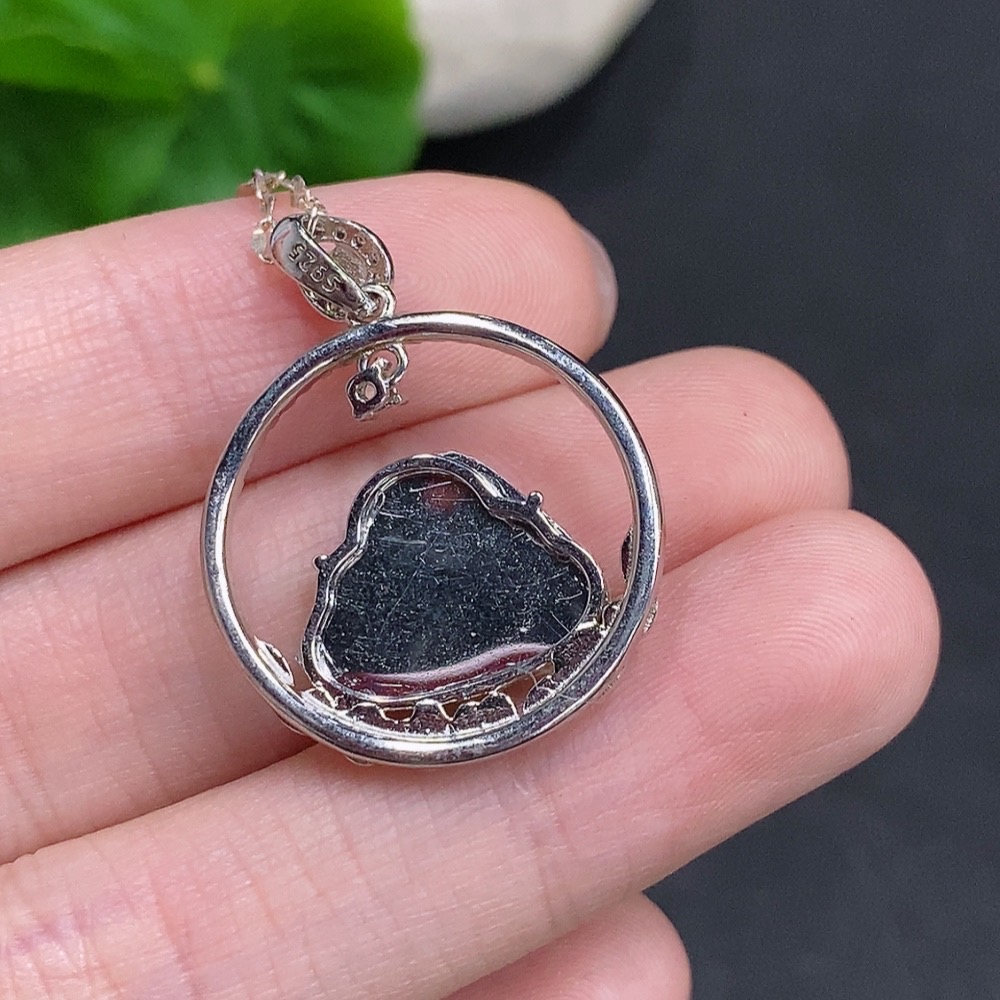 F34077362 Jadeite Buddha Pendant Non-Gold Setting Total Weight Approx. 4.4g (Including Chain)