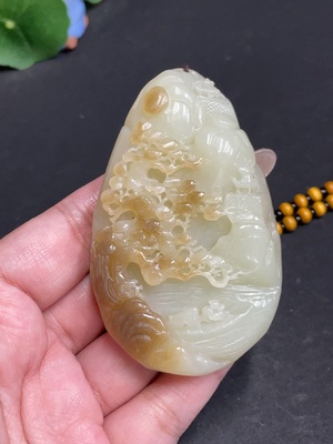 H30464005 Hetian Jade Pendant Landscape Total Weight Approx. [including chain] 119.2g