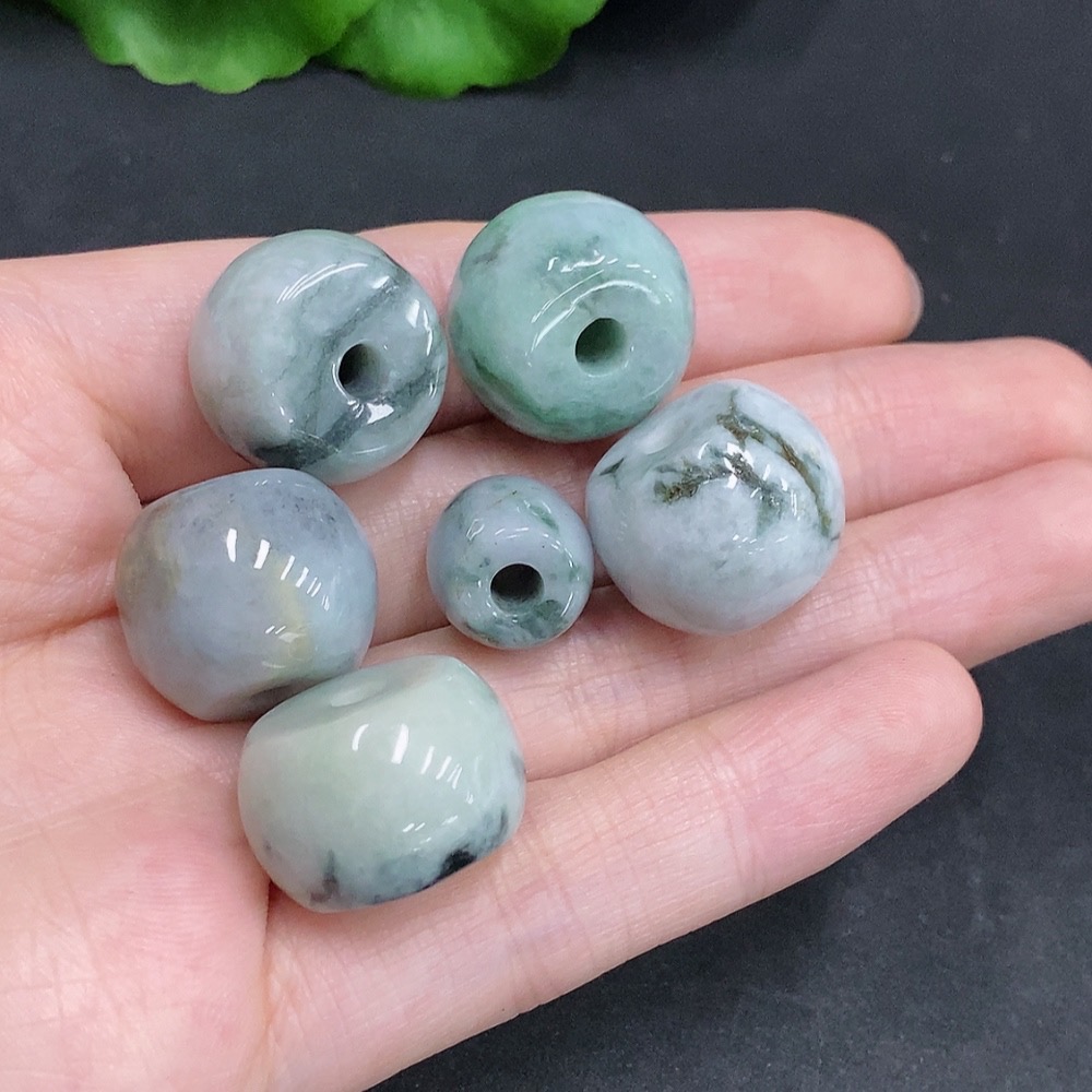 F34077204 Jadeite Barrel Beads Sell as a Lot with Other Minerals