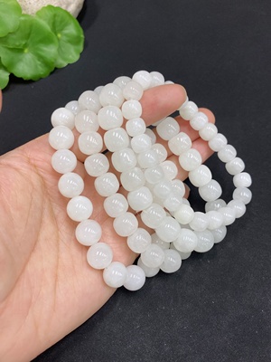 H34014415 Hetian Jade Bracelet, Max. Bead Size Approx. 9.6mm, Total Weight Approx. 113.3g, Containing Other Mineral Components