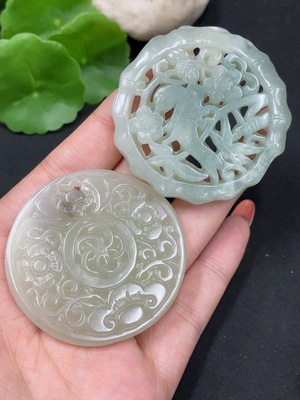 H35085688 Hetian Jade Pendant Antique Plaque Containing Other Mineral Components Total Weight Approx. 60.4g