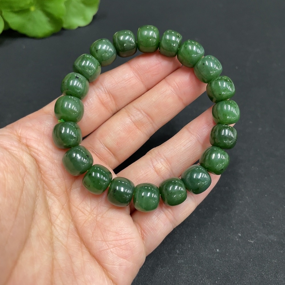 H34052255 Hetian Jade Jasper Bracelet Approx. 9.7mm Total Weight Approx. 33.1g