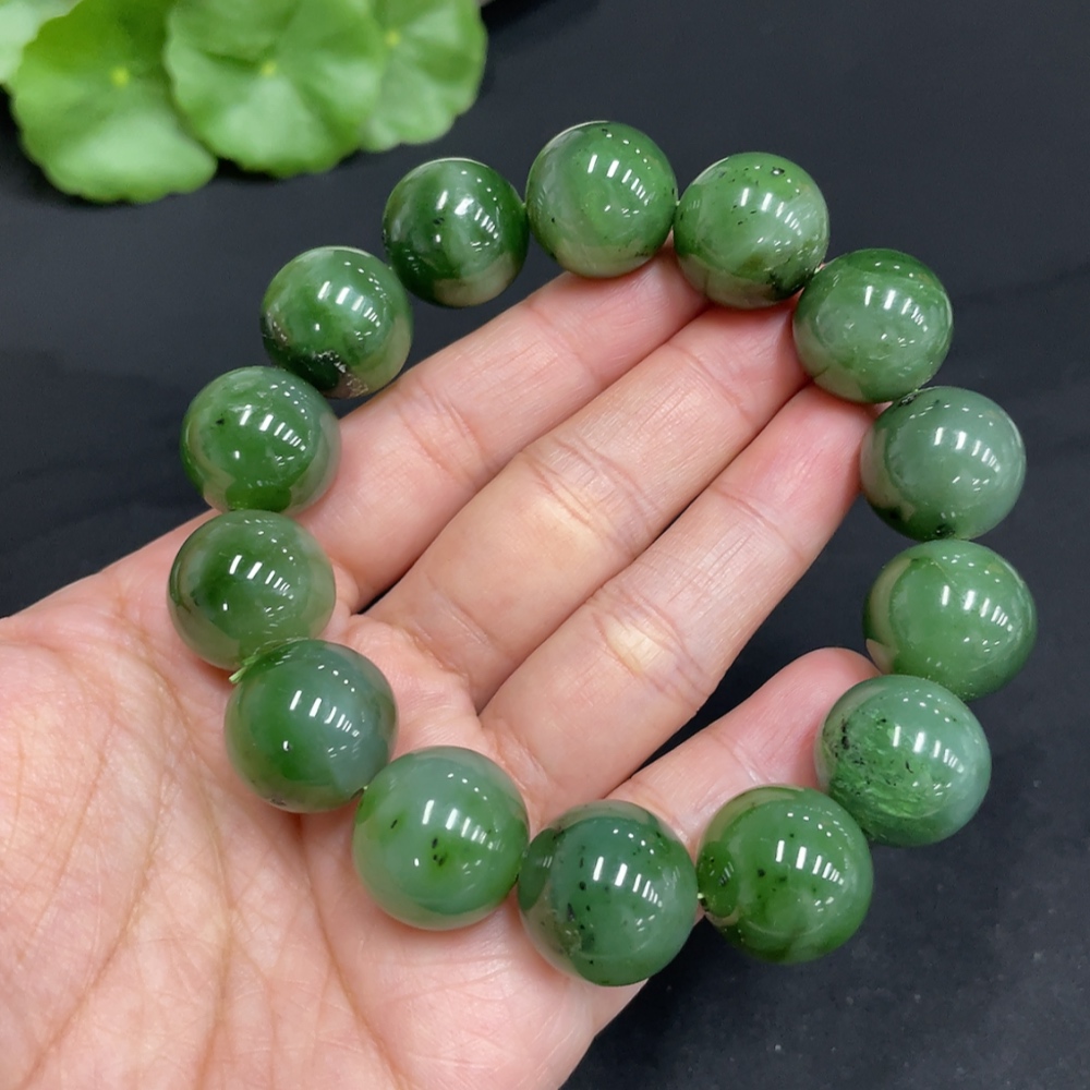 H34073571 Hetian Jade Jasper Bead Bracelet, approx. 15.8mm, total weight approx. 86.8g