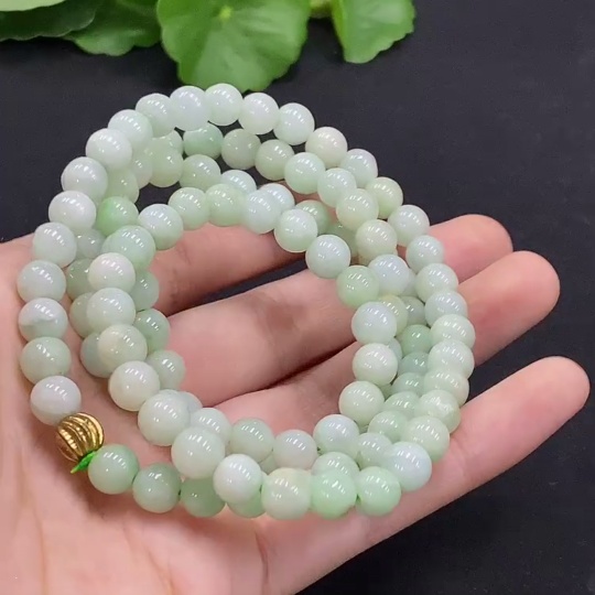 F33832560 Jadeite Bead Necklace Non-Gold Total Weight Approx. 63.34g Size About 7.3mm
