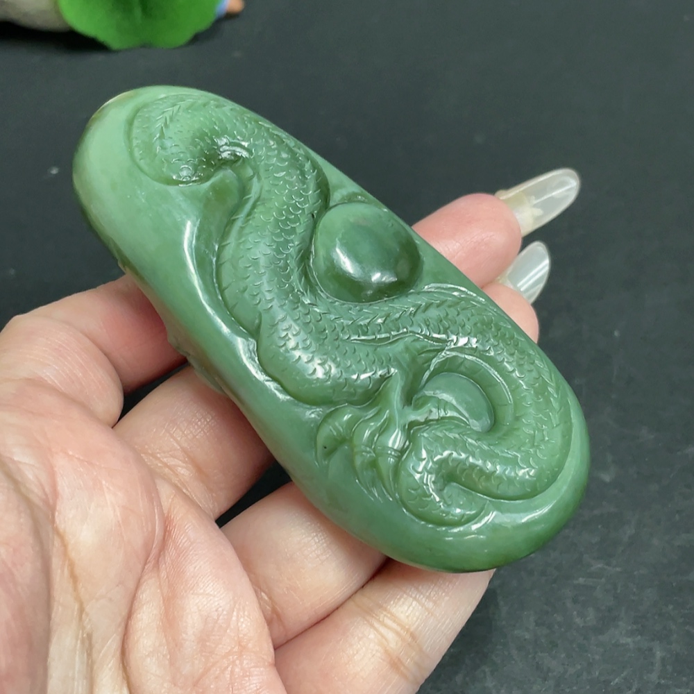 H28243875 Hetian Jade Handheld Piece Dragon Total Weight Approx. 117.1g