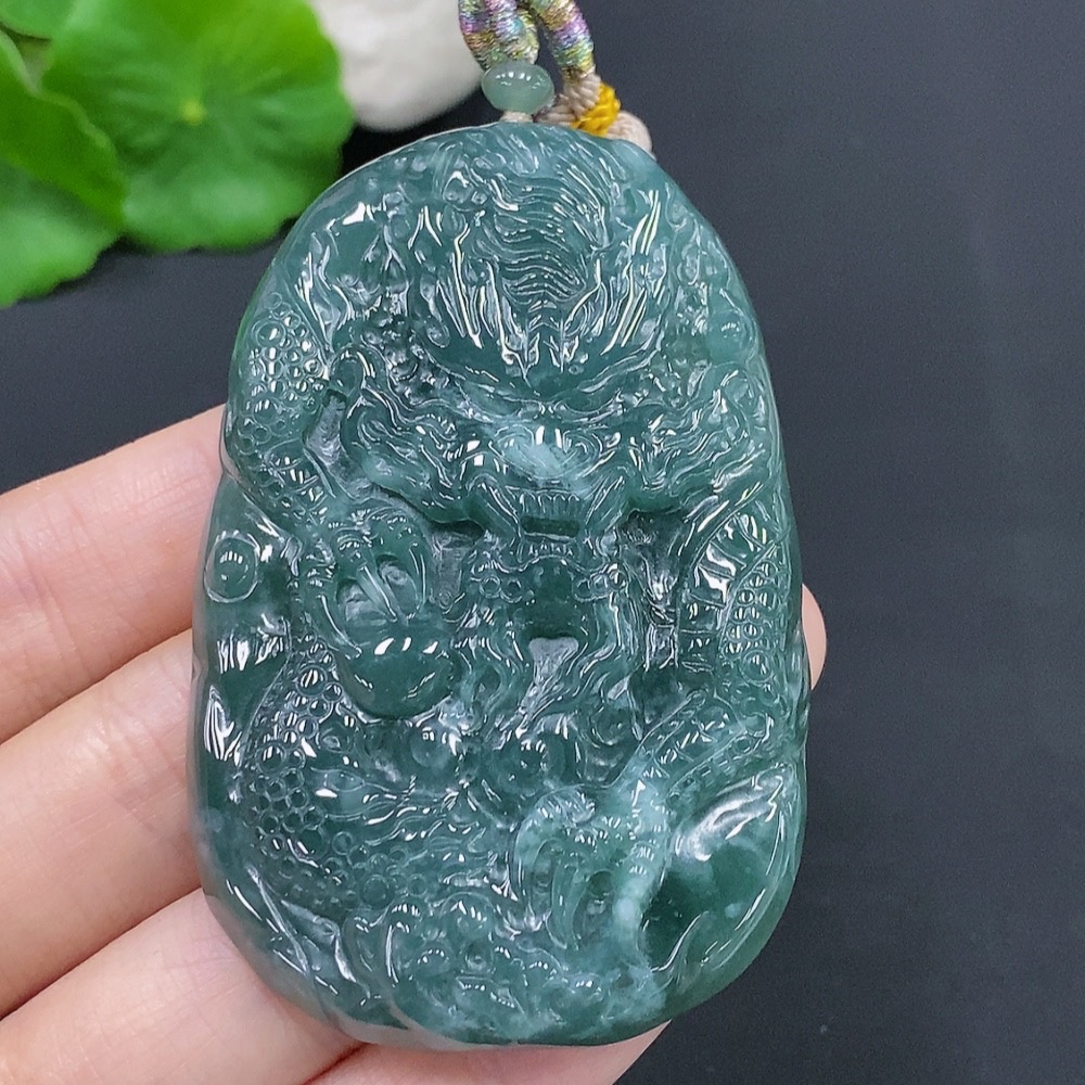 F28296027 JadeiteDragon Soaring Across the Seas Pendant