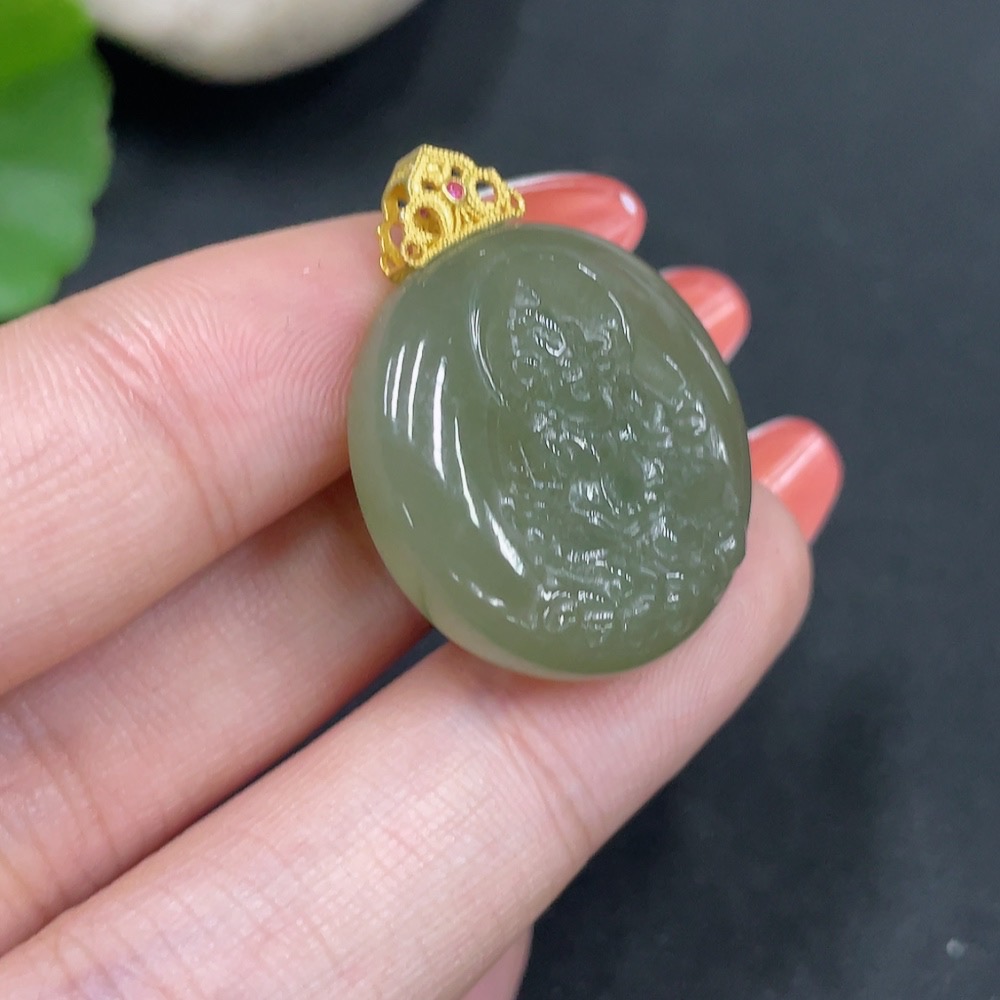 H35083832 Hetian Jade Pendant Yellow Jambhala Non-Gold Total Weight Approx. 8.8g
