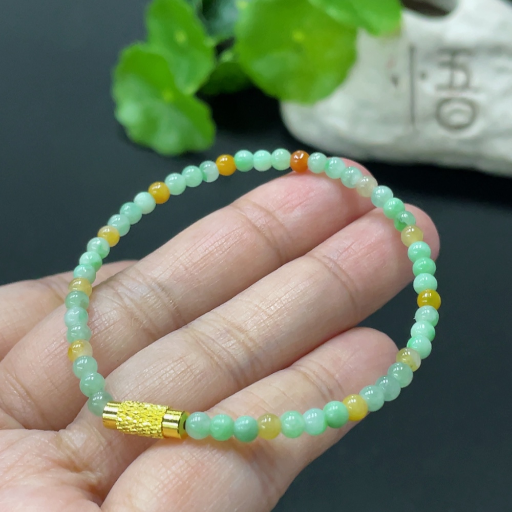 F35080815 Jadeite Bracelet Approx. 3.3mm Non-Gold Clasp Total Weight Approx. 3.8g