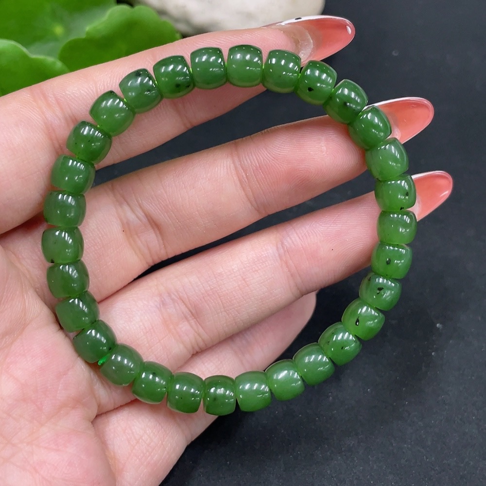 H34027594 Hetian Jade Jasper Bracelet, Approx. 6.5mm, Total Weight About 16.1g