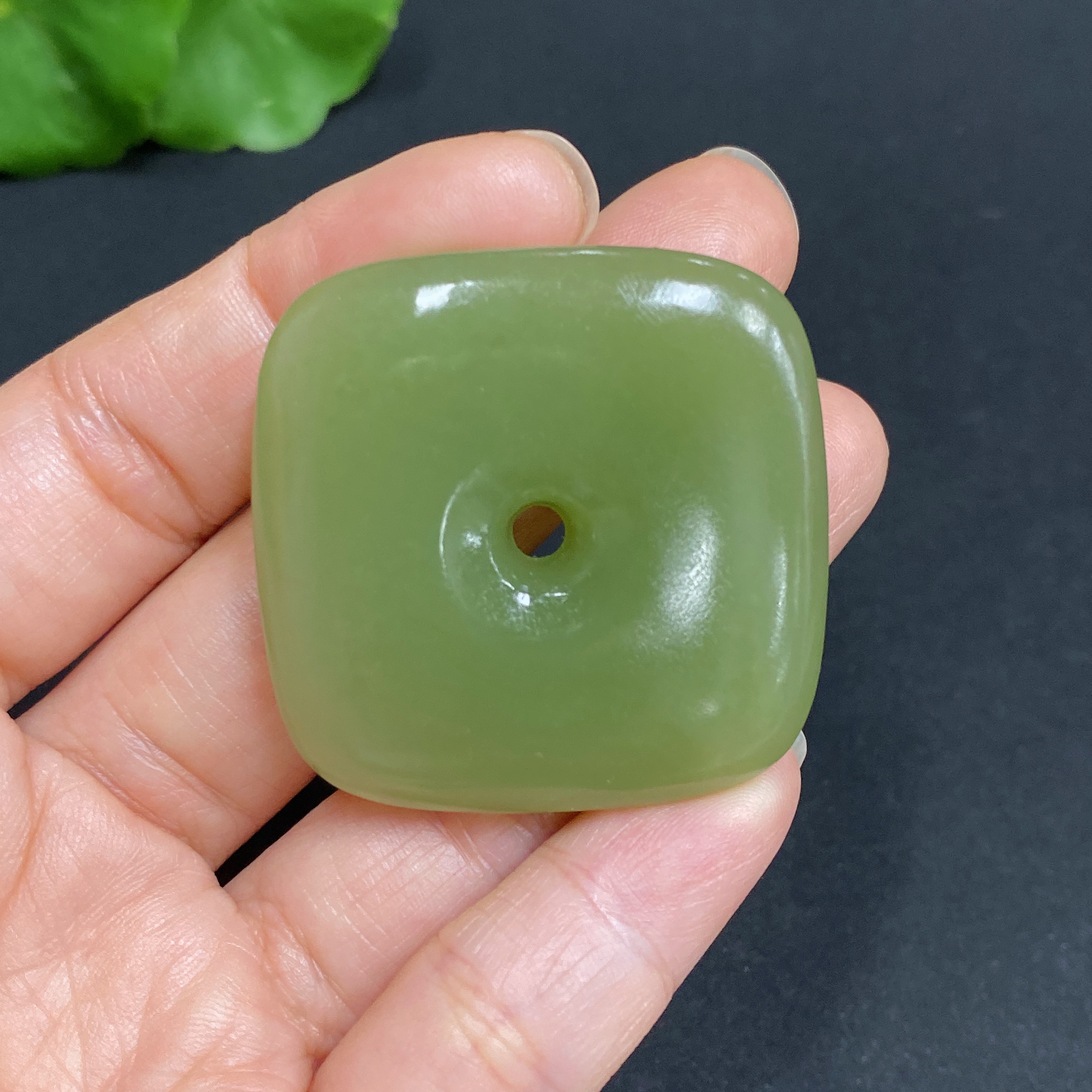 H31602500 Hetian Jade Pendant Square Buckle Total Weight Approx.25.1g