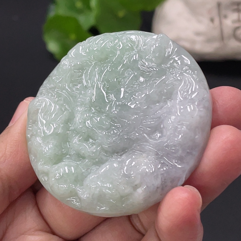 F33909657 Jadeite Nine Dragons Supreme Pendant, Total Weight Approximately 63.8g