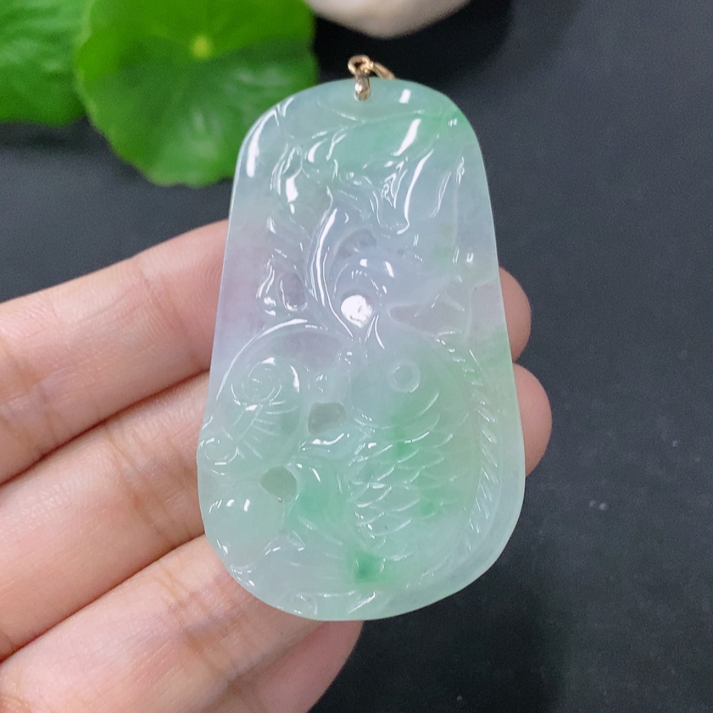 F33849178 Jadeite Pendant Abundance Year after Year 18k Total Weight Approx. 15.7g