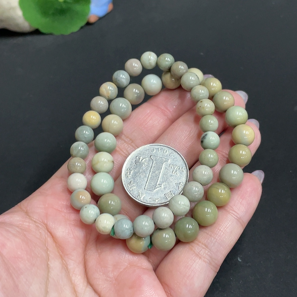 H33863200 Alashan Agate Bracelet, Approx. 8.3 mm Beads, Contains Other Mineral Components, Total Weight Approx. 32.2g