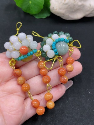 F35129067 Jadeite Beads Sell as a Lot Total Weight Approx. 43.95g Non-A Matching Beads Non-Gold