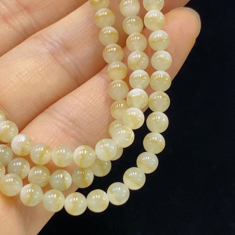 F34024102 Jadeite Beaded Necklace Approx. 4mm Total Weight Approx. 20.53g Non-Gold Yellow Part Color Origin Undetermined