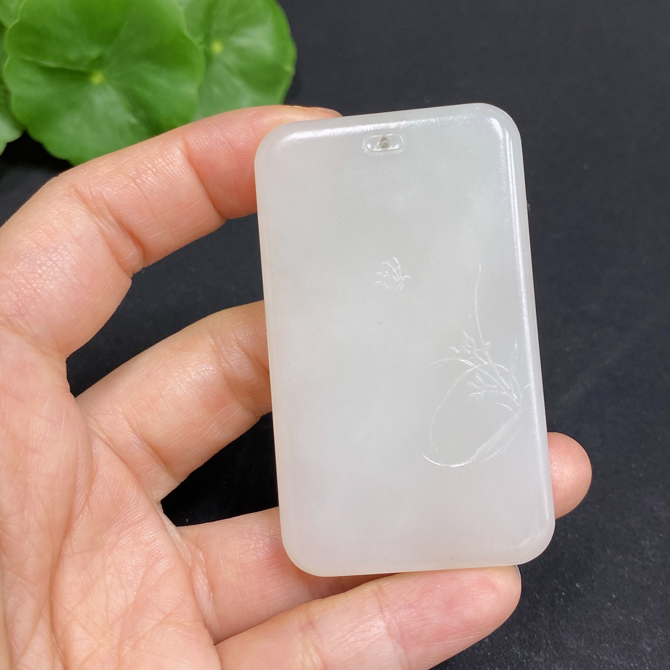 H31641125 Hetian Jade Pendant Orchid Total Weight Approx. 46g