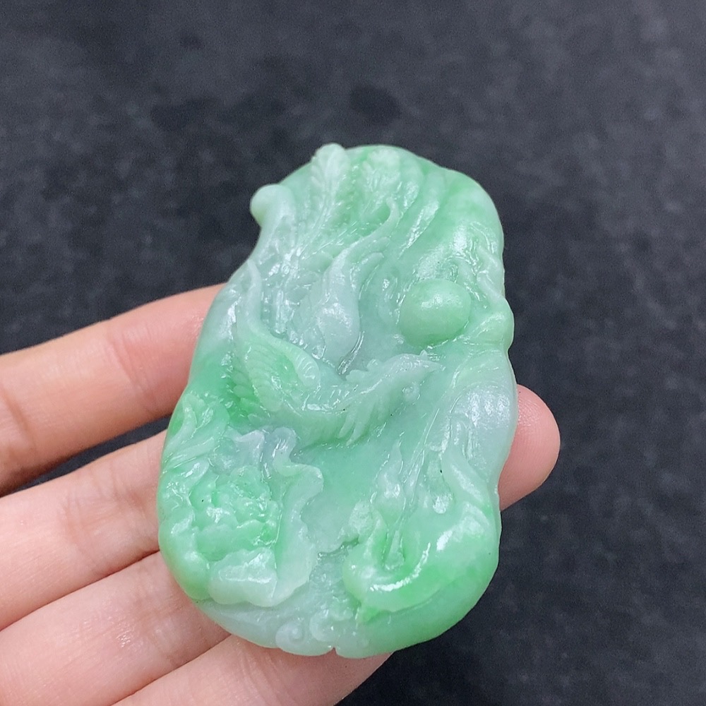 F34963417 Jadeite Phoenix Pendant Unpolished Total Weight Approx. 37g