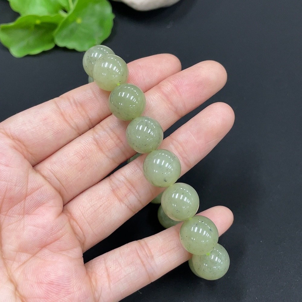 H27140261 Hetian Jade Bead Bracelet, approx. 12mm, total weight about 44.6g