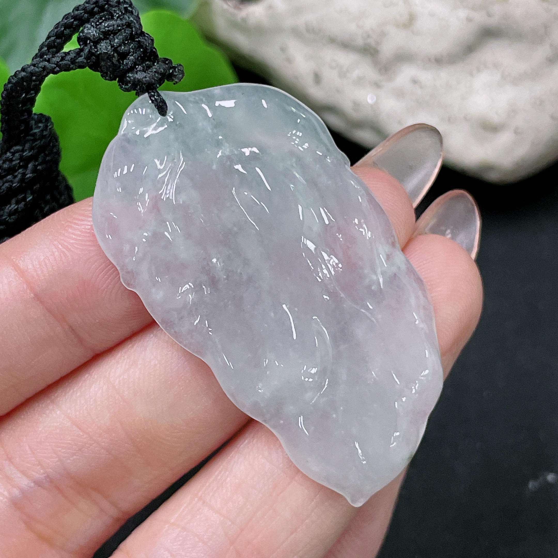 F34985145 Jadeite Pendant with Cord, Total Weight Approximately 13.76g