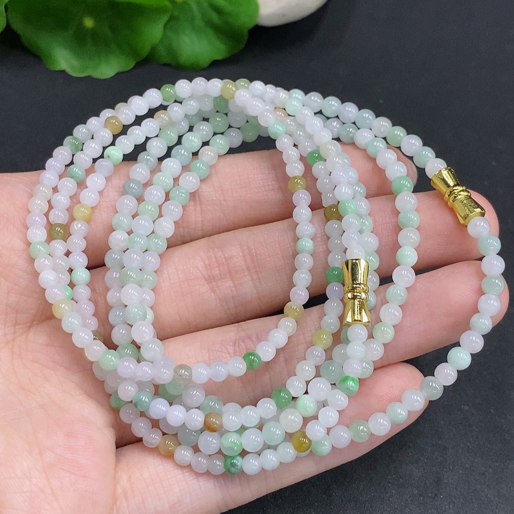 F34061624 Jadeite Beads Sell as a Lot Non Gold Inlaid