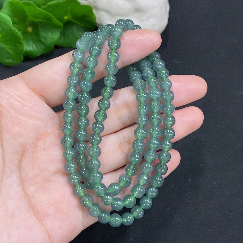 F35126234 Jadeite Bead Necklace Approx. 5.8mm Non-Gold Total Weight Approx. 39.1g