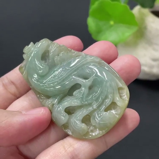 F35108733 Jadeite Phoenix Pendant Total Weight Approx. 35.2g