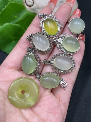 H35085024 Xiuyu (Serpentine Jade) Inset Adjustable Ring + Bracelet + Pendant Non-Gold Total Weight Approx. (Incl. Chain) 37.2g