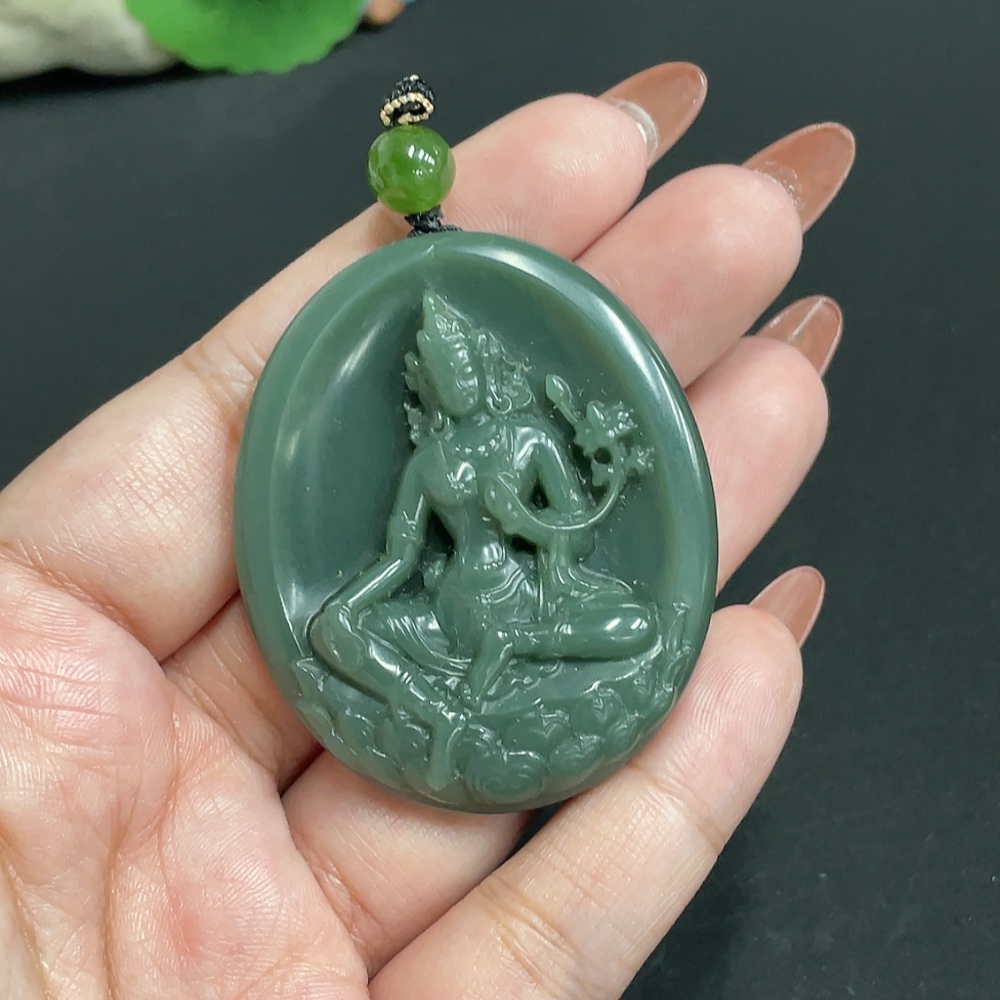 H34973061 Hetian Jade Pendant Guanyin Total Weight About 35g