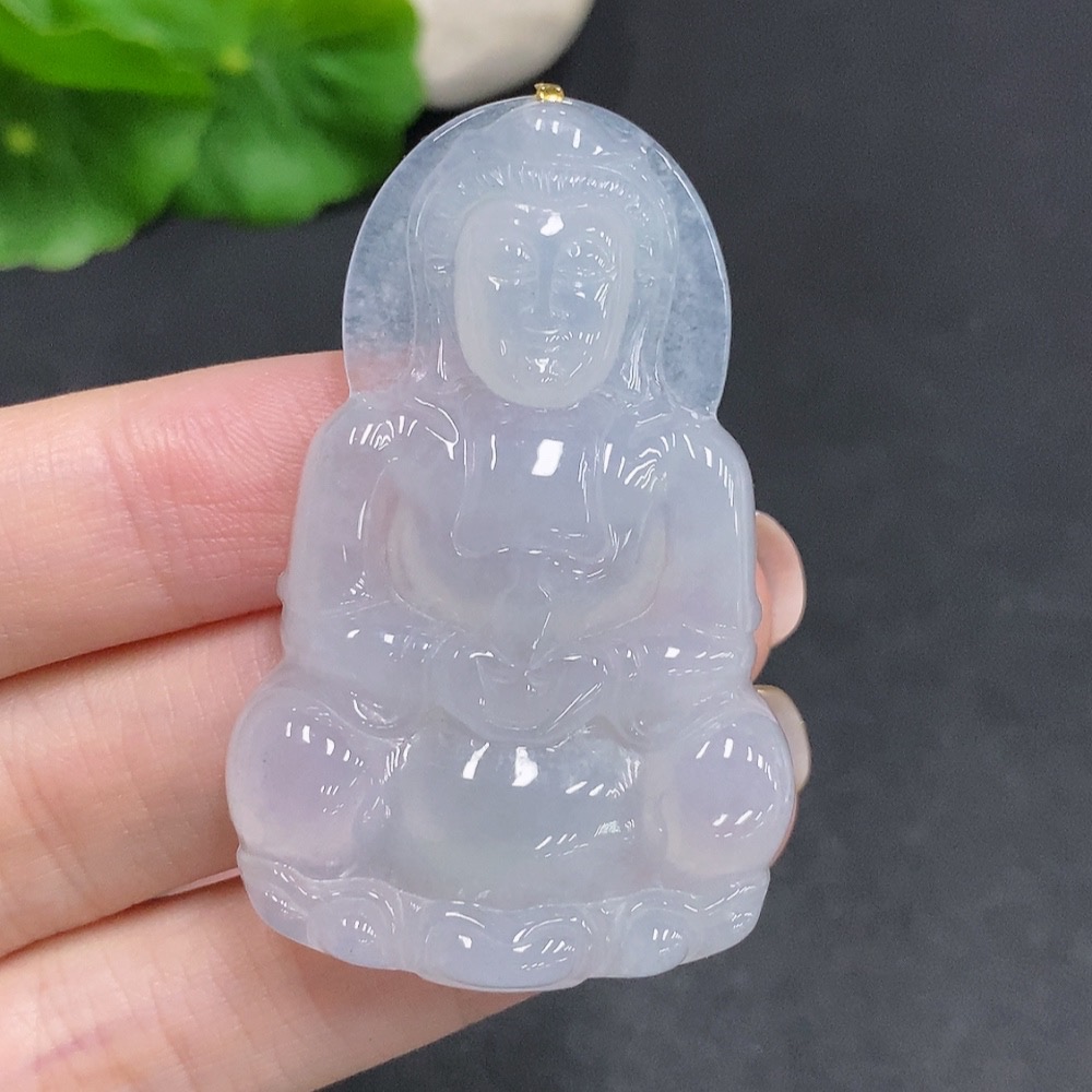 F34060271 Jadeite Guanyin Pendant No Inscription Surface Gold Content 73% Total Weight Approx. 19.2g