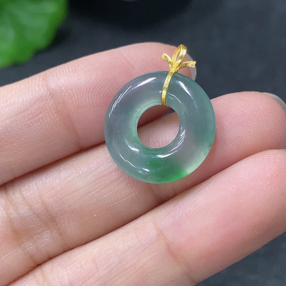 F34953849 Jadeite Pendant Donut 18k Total Weight Approx. 1.7g