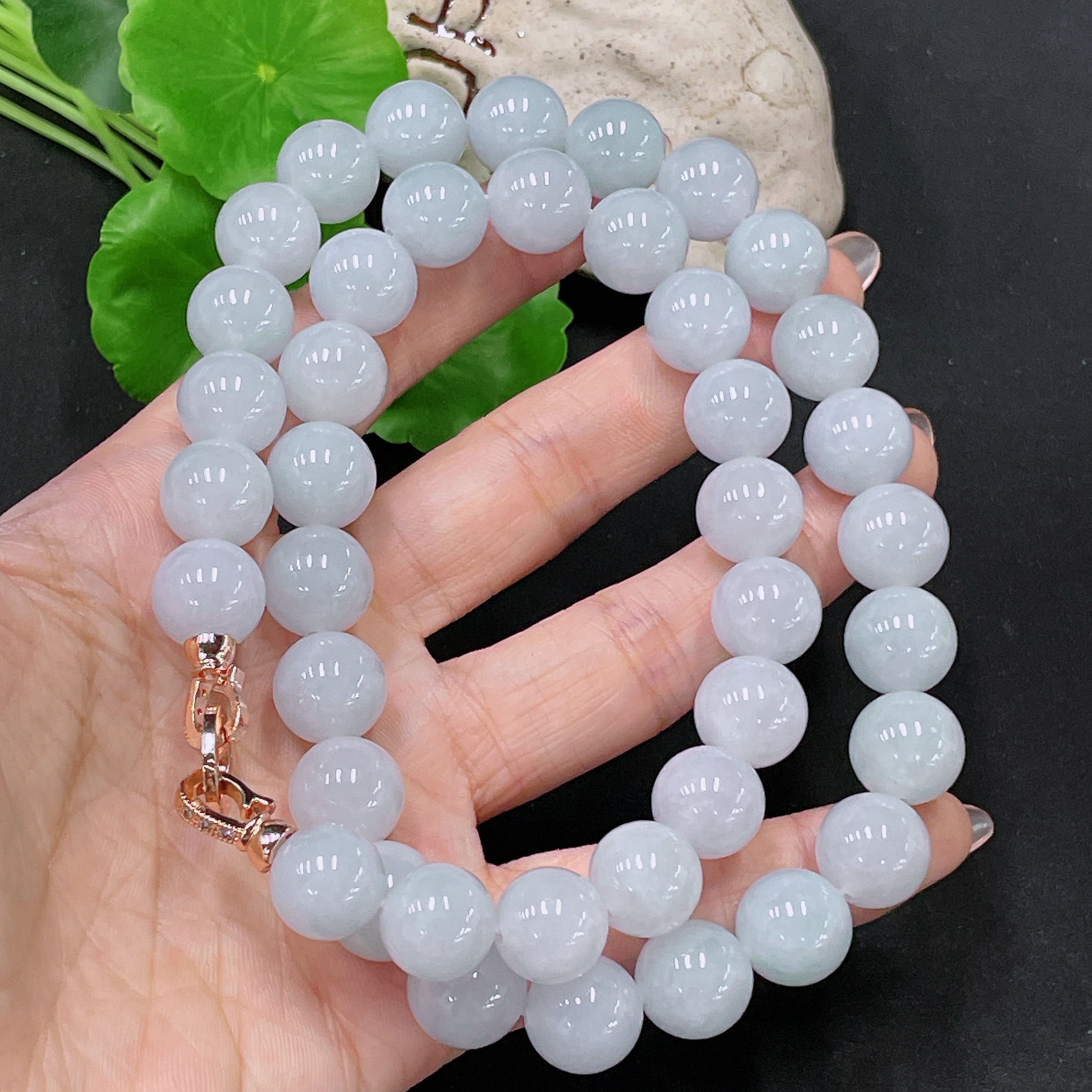 F34958297 Jadeite Bead Necklace Approx. 12.3mm Non-Gold Total Weight Approx. 135.9g