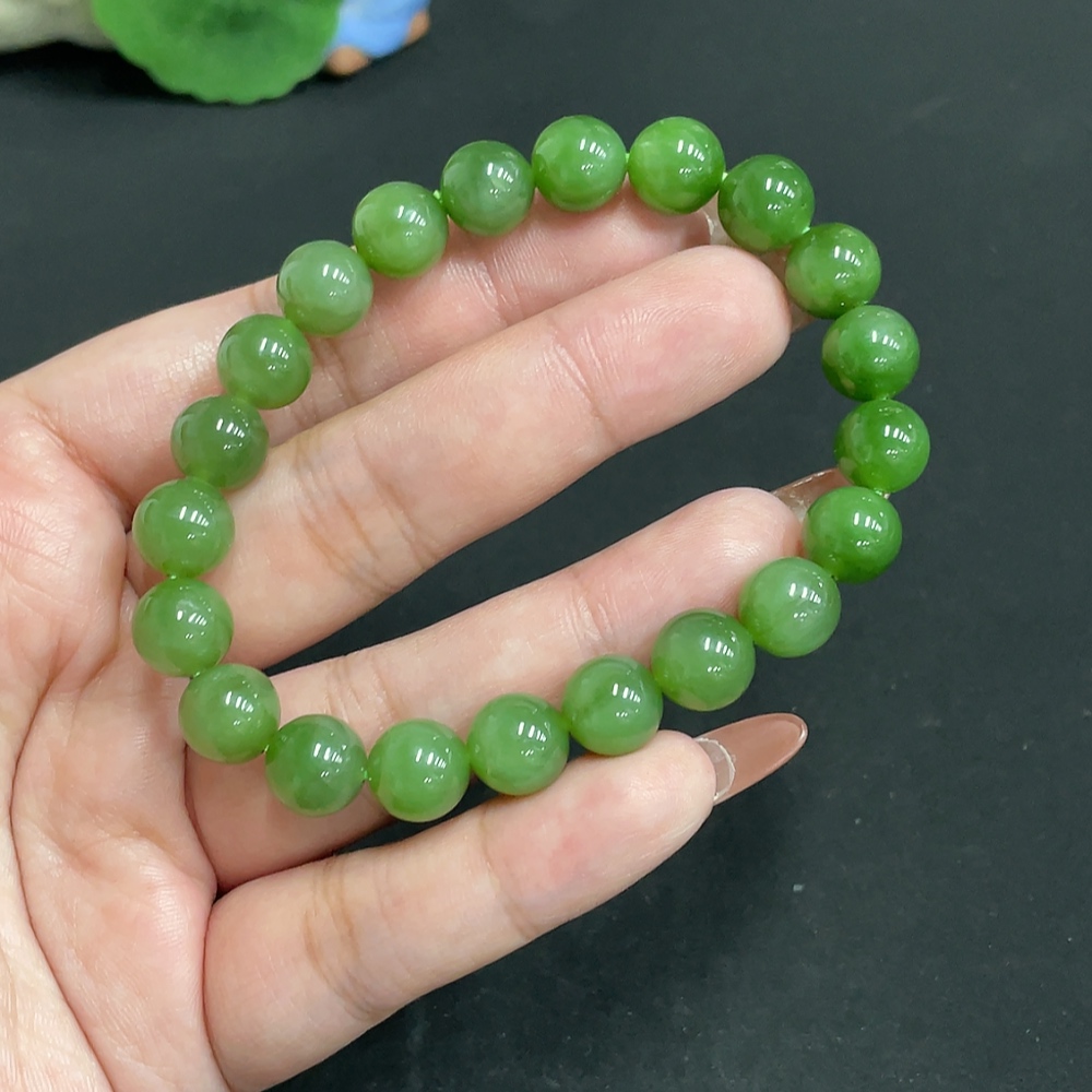 H35118190 Hetian Jade Jasper Bracelet, Approx. 9.2 mm, Total Weight Approx. 28.3g