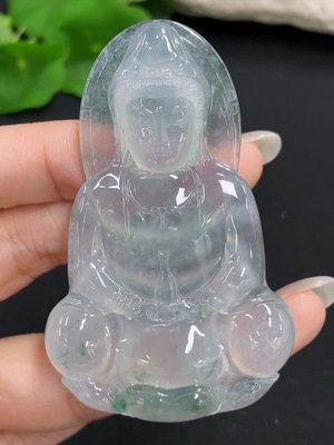 F41950416 翡翠观音挂件 货品总重约45.2g