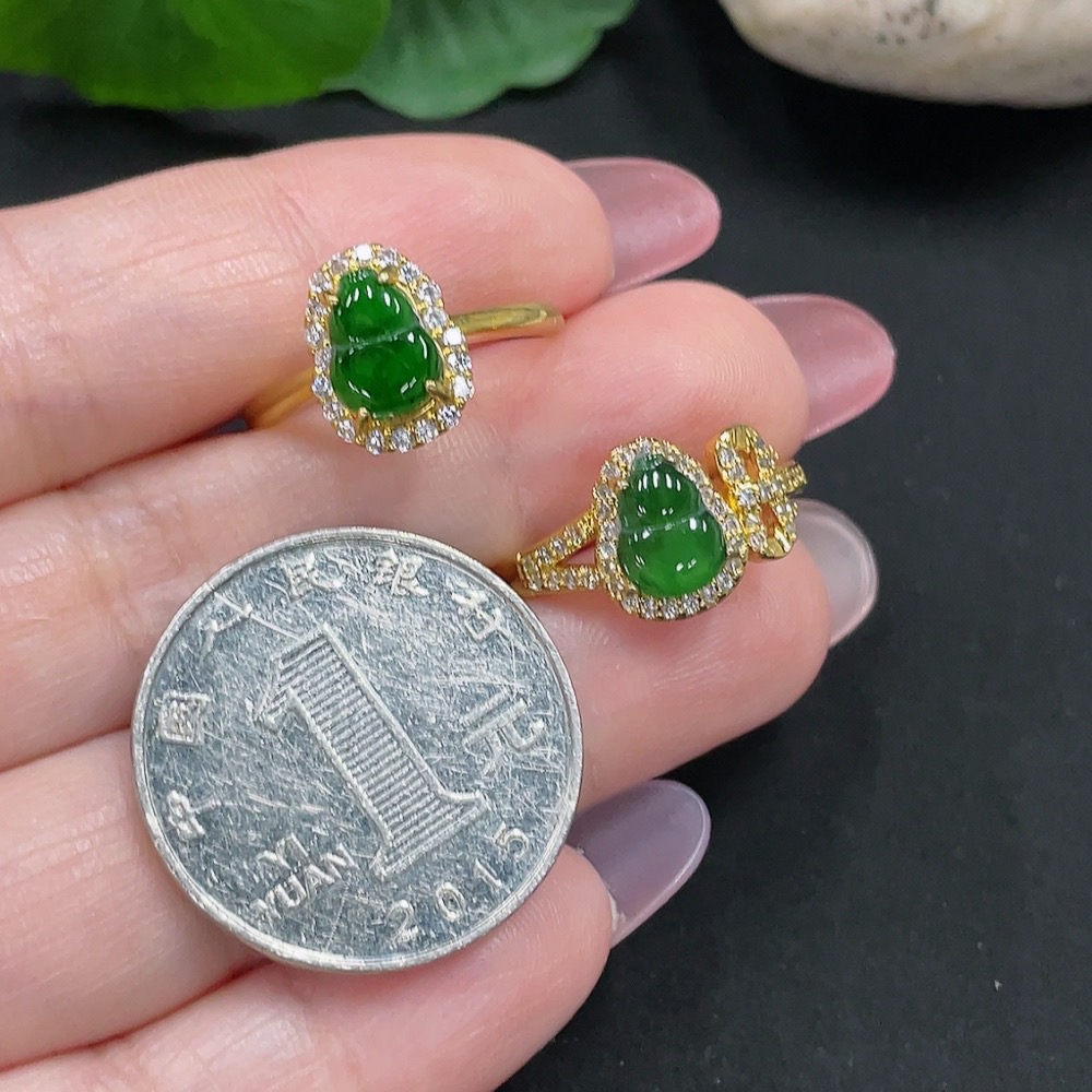 F34981985 Jadeite Inlaid Ring Sell as a Lot (Non-Gold Setting) (Adjustable)