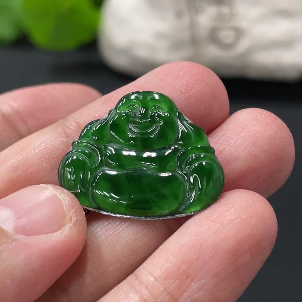 F33875735 Jadeite Inlaid Buddha Pendant, Total Weight Approx. 1.65g