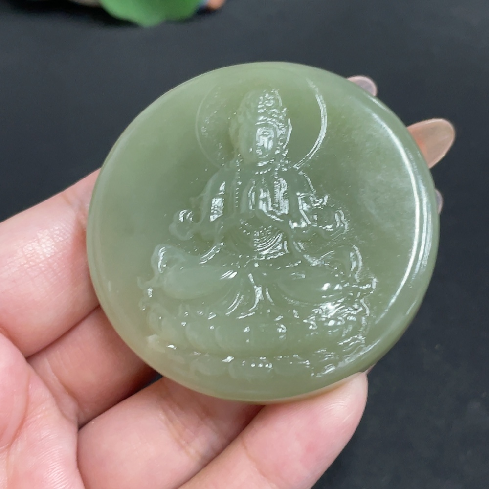 H32700129 Hetian Jade Pendant Guanyin Total Weight Approx. 64.4g