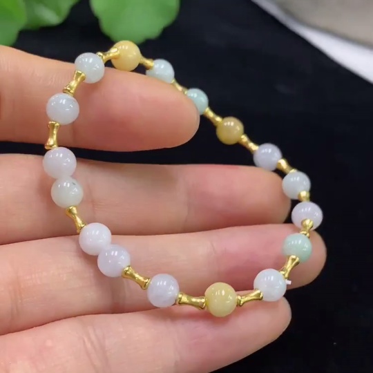 F31586664 Jadeite Bracelet, Approx. 5.3mm, 18K, Total Weight Approx. 5g, Color Origin Undetermined